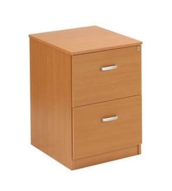 Classic Home Office 2 Drawer Wooden Filing Cabinet Maple Effect