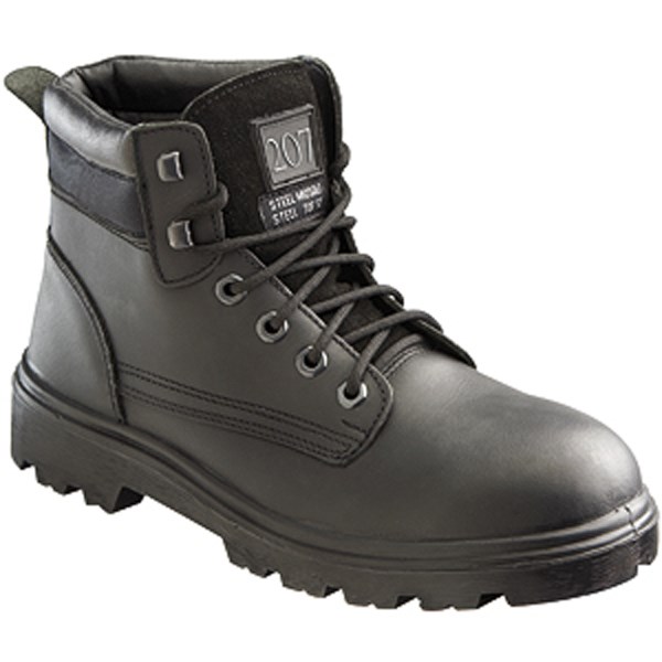 Graft Gear G207 Black Mid-Cut Safety Work Boot S3 EN20345 Leather Upper PU Sole