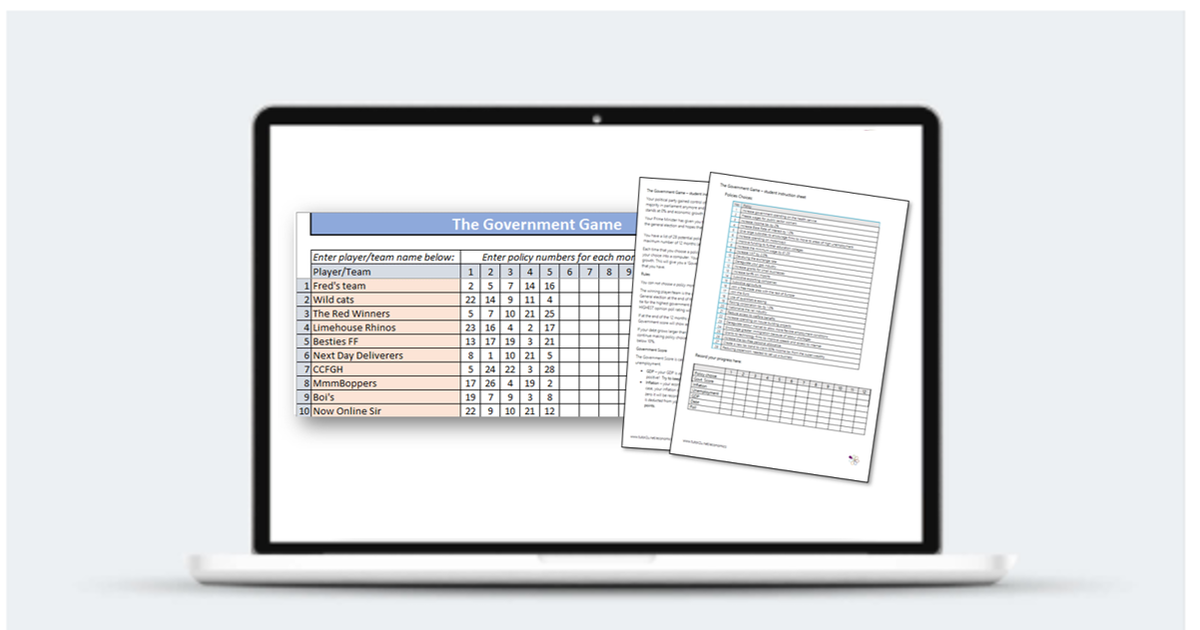 The Government Game Economic Simulation Activity tutor2u