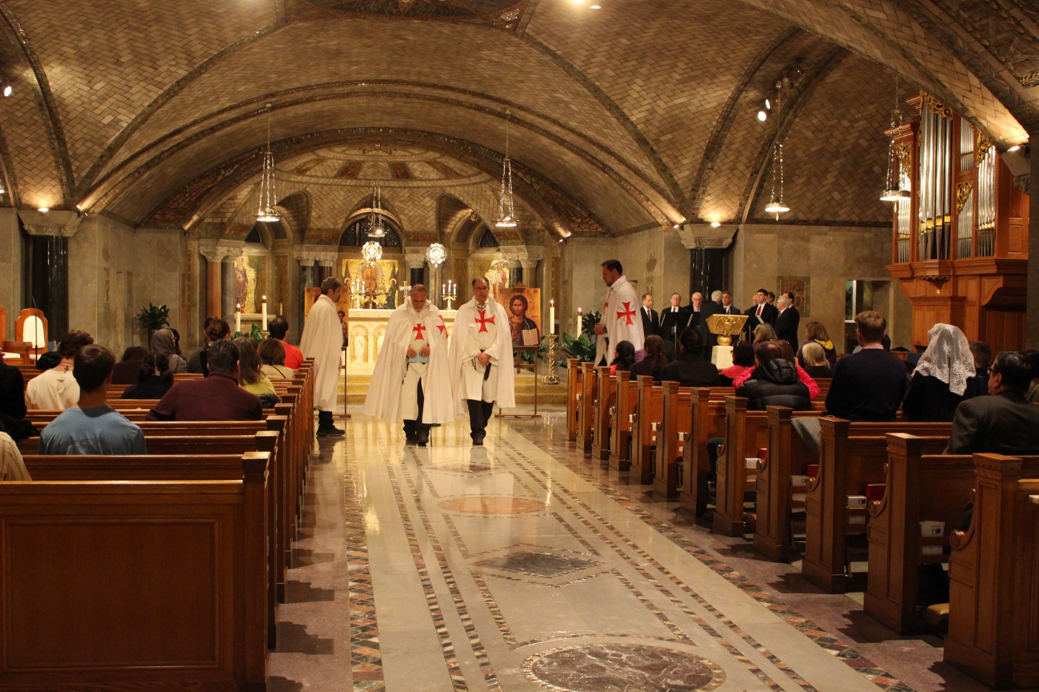 The Catholic Templars participate to the holy mass for the Vigil for