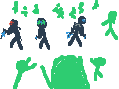 Future Bois Vs Zombies (Drawing)