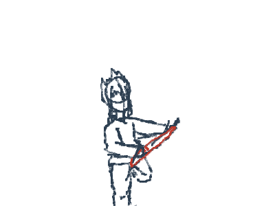 Saskue with a katana for no reason