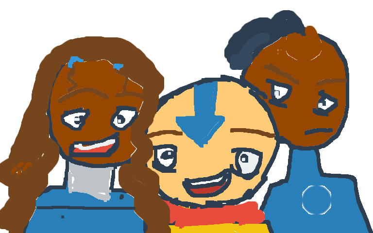 sokka aang katara from the avatar and new oc is k