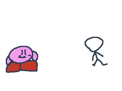 Kirby eats a stickman