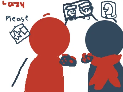 Red guy follow me 