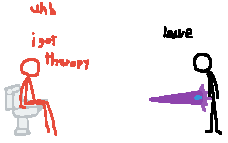 red got outta therapy, on to the toilet