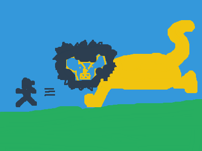 Running away from a lion!