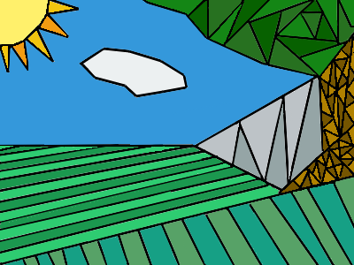 Stained glass hill side