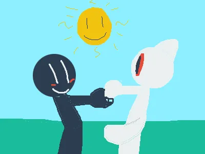 <high cat and blob>