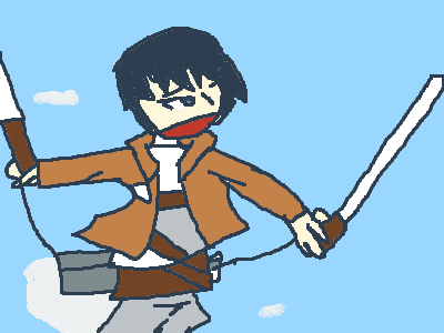 Mikasa flying through the air (animation)AOT