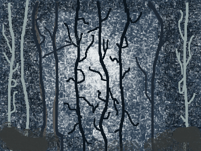 <bob ross dark forest>