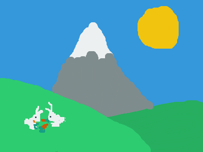 mountain landscape with bunny