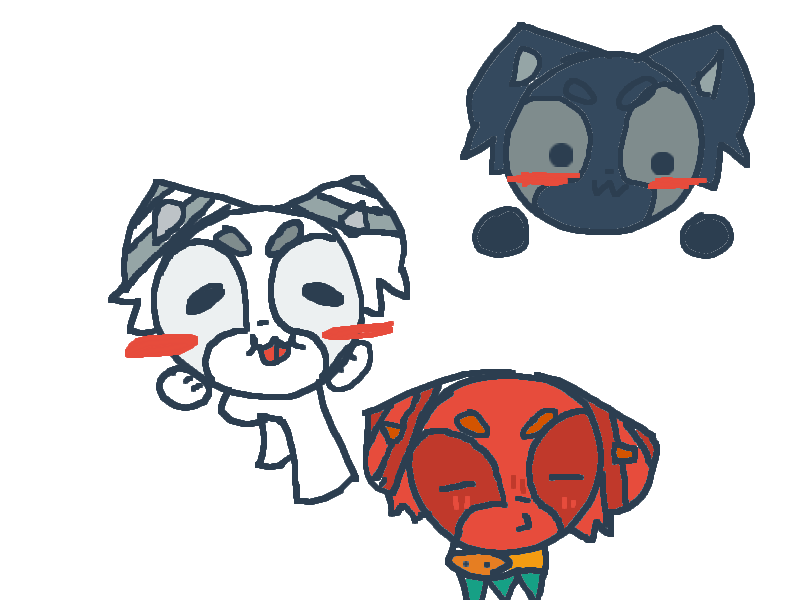 White black red pandas