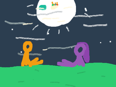 lil blob and king egg on the moon