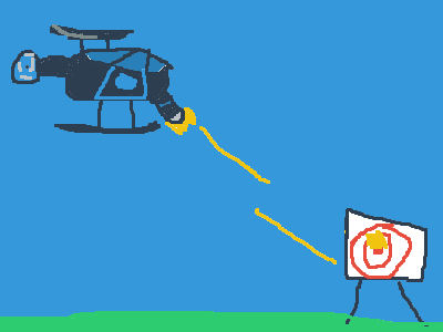 Advanced helicopter shoots an random target
