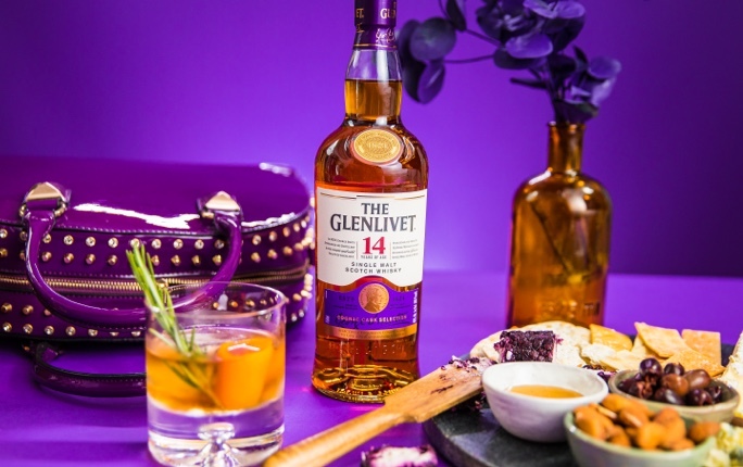 New Fashioned New Fashioned Single Malt Scotch Whisky Cocktail with a 14 Year Old bottle and a cheese platter