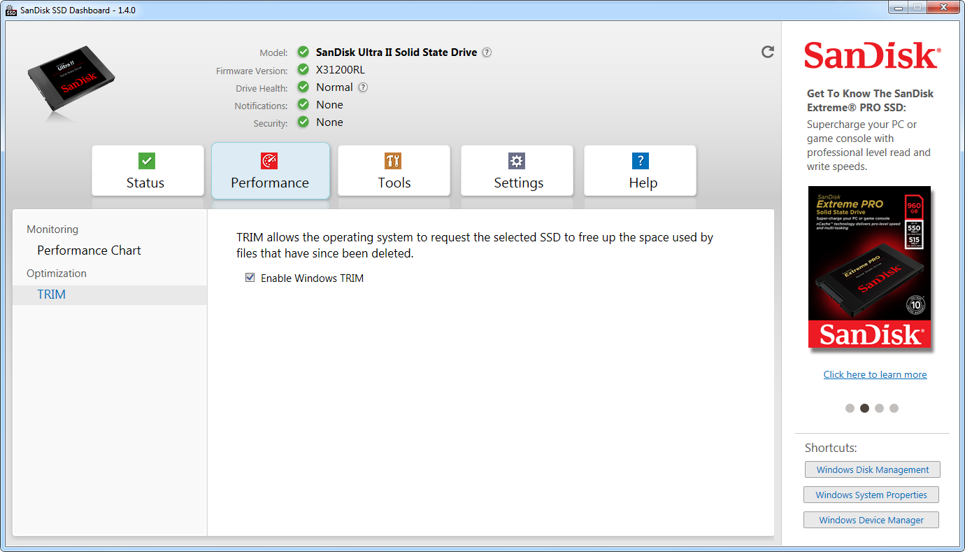 Sandisk dashboard
