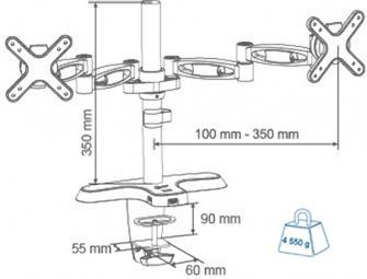 arctic Z2 Pro monitor stand dimensions