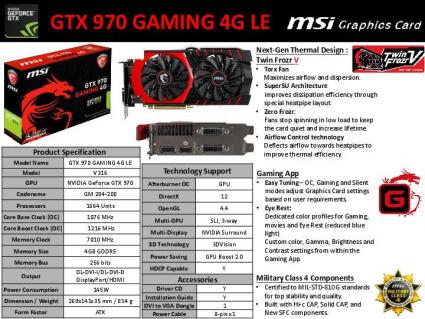 Msi Gtx 970 gaming 4g Le datasheet