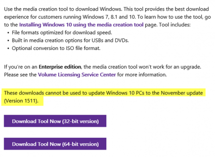 windows 10 november update download pulled