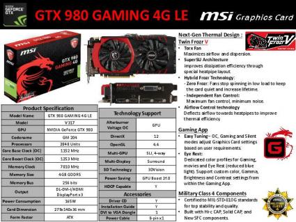 Msi Gtx 980 gaming 4g Le datasheet
