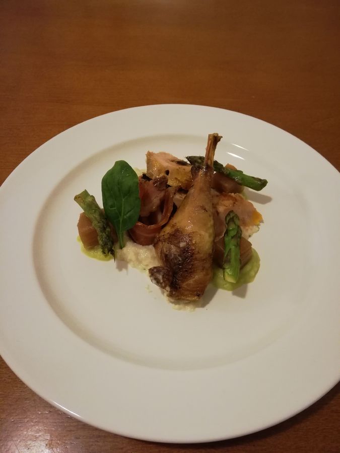 Pheasant bread sauce apple confit asparagus puree.jpg