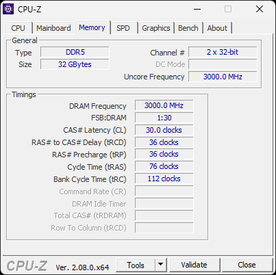 CPU-Z Kingston Fury Beast 32GB 3000MTs C36 Memory OC.png