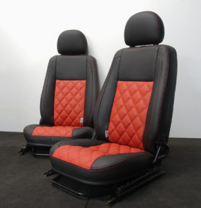 Black and red nappa leather land rover defender for Tyson Fury