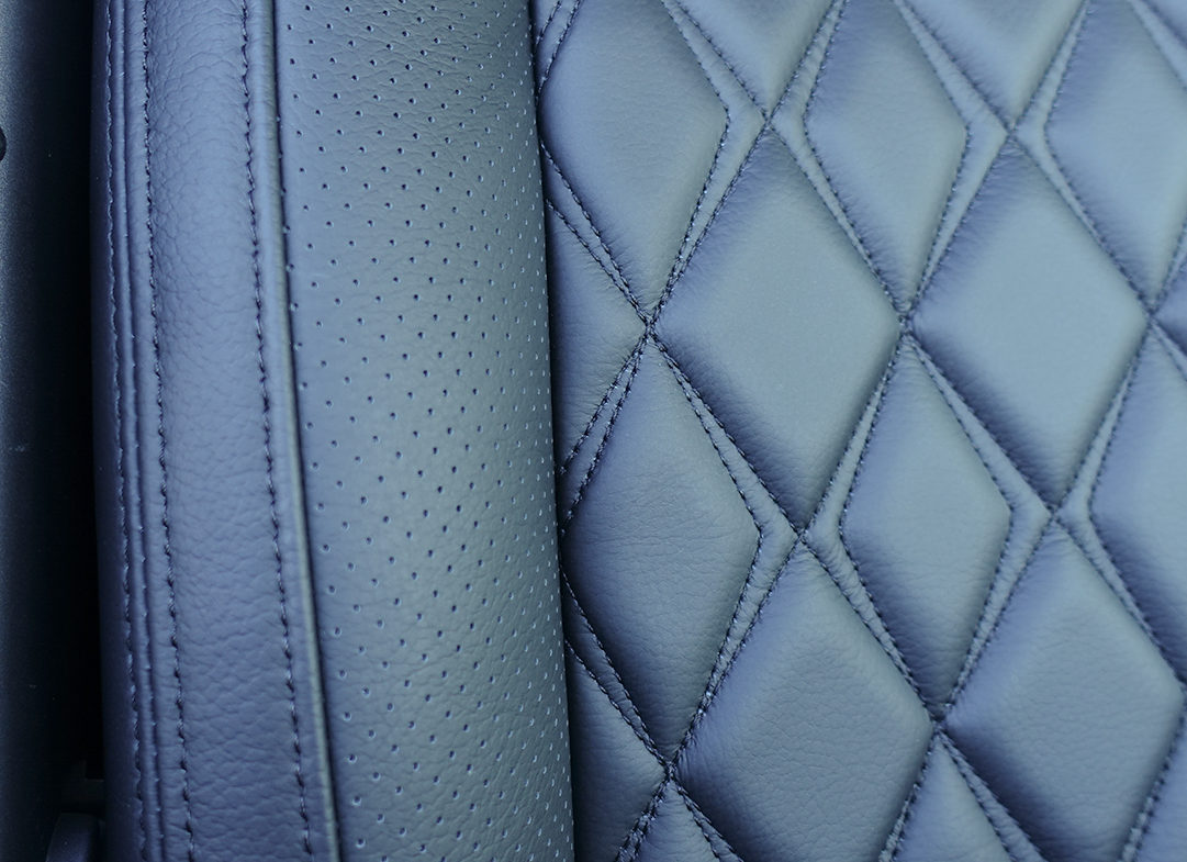 Close up of leather and stitching