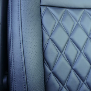 Close up of leather and stitching