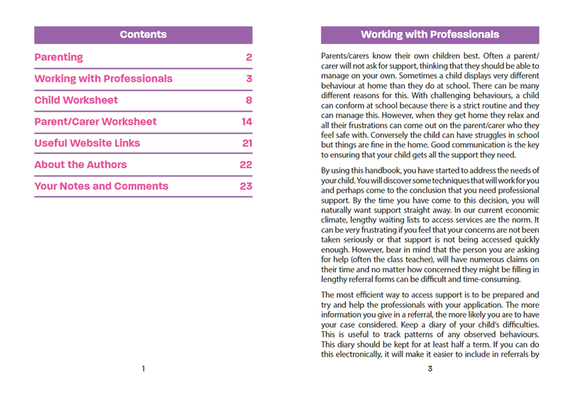 Helpful Handbooks for Parents/Carers & Professionals: Working with Professionals Helpful Handbooks for Parents/Carers & Professionals: Working with Professionals