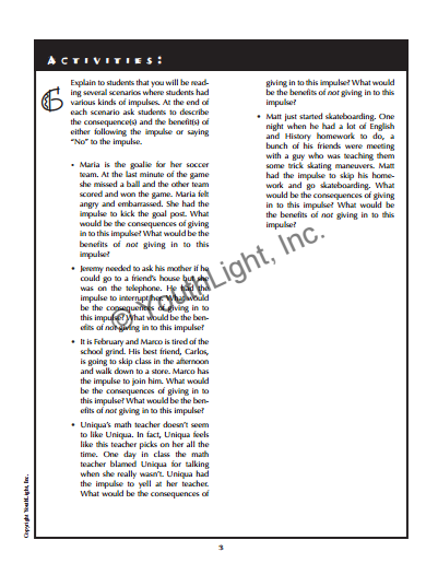 Impulse Control Activities & Worksheets for Middle School Students with CD Impulse Control Activities & Worksheets for Middle School Students with CD