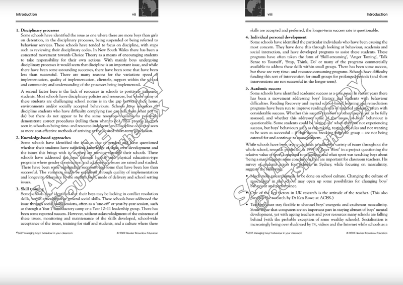 Managing Boys’ Behaviour In Your Classroom Managing Boys’ Behaviour In Your Classroom