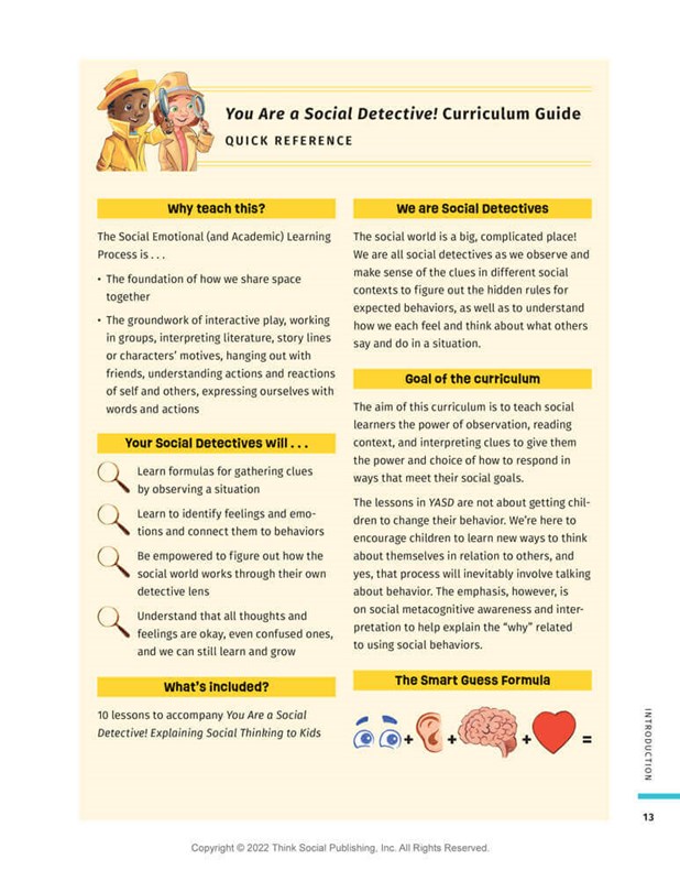You Are a Social Detective! Teaching Curriculum & Support Guide You Are a Social Detective! Teaching Curriculum & Support Guide