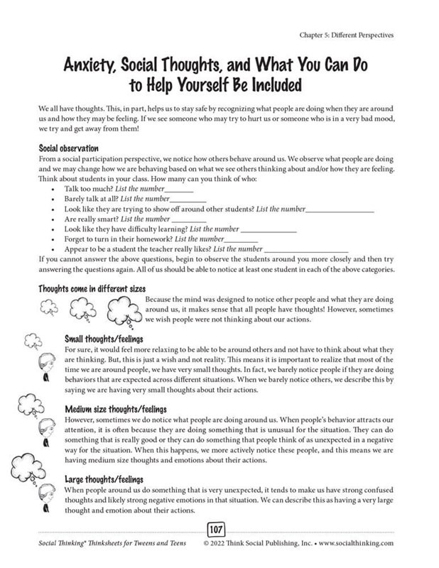 Social Thinking Thinksheets for Teens and Tweens Social Thinking Thinksheets for Teens and Tweens