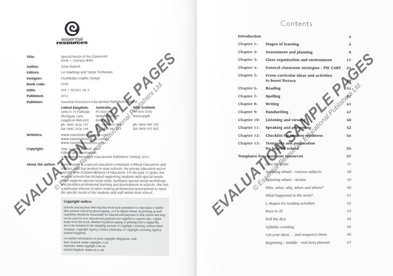 Special Needs in the Classroom Book 1: Literacy Skills Special Needs in the Classroom Book 1: Literacy Skills