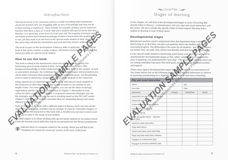 Special Needs in the Classroom Book 1: Literacy Skills Special Needs in the Classroom Book 1: Literacy Skills