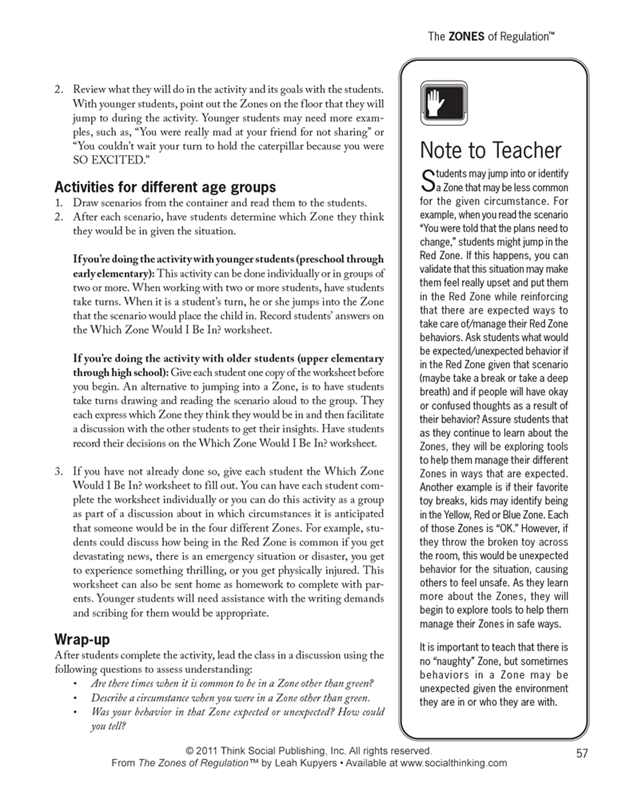 The Zones of Regulation The Zones of Regulation