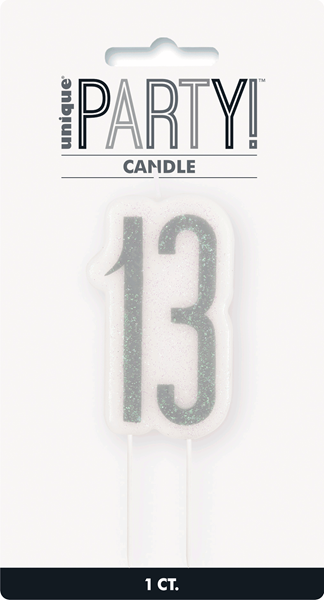 Age 13 Black Unique Party 83863 83863-Glitz Black /& Silver 13th Birthday Candle