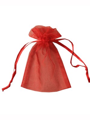 Medium Red Organza Favour Bags - 12pk