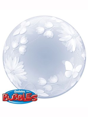 Butterflies & Flowers Deco Bubble Balloon 20"