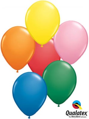 11" Asst'd Colour Latex Balloons 100pk