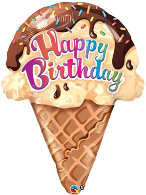Happy Birthday Ice Cream 27" Supershape Balloon