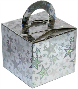 Balloon Weight/Gift Boxes Silver Holo Stars - 10pk