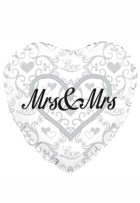Heart Shaped Mrs & Mrs 18" Foil Balloon