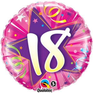 18th Birthday Shining Star Hot Pink Foil Balloon