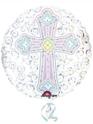 Multi-Coloured Raidant Cross 18" Foil Balloon
