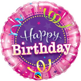 Bright Pink Happy Birthday Foil Balloon 9"