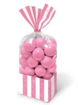 Light Pink Candy Buffet Striped Party Bags 10pk