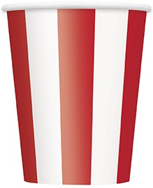 Red Stripes 12oz Large Paper Cups 6pk